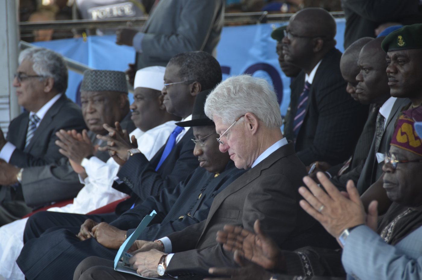 Presidents Bill Clinton and Goodluck Jonathan among dignitaries at the Eko Atlantic dedication ceremony
